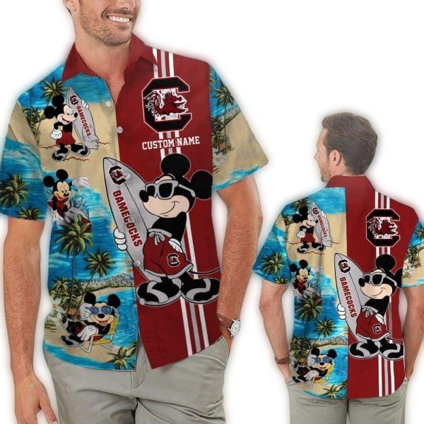 SC gamecocks mickey name personalized tropical hawaiian shirt 2607 raqb9