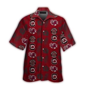 South Carolina Gamecocks Many Logo And Coconut Flower Pattern Hawaiian Shirt