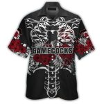 South Carolina Gamecocks Skeleton Floral Hawaiian Shirt