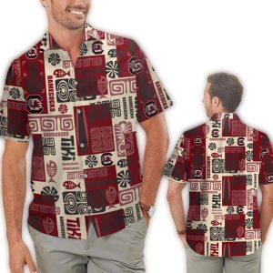 South Carolina Gamecocks Fish Tiki Floral Pattern Vintage Hawaiian Shirt