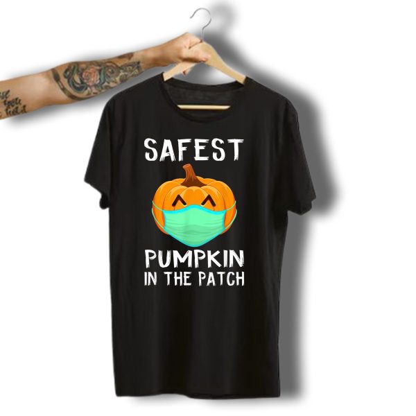 Safest Pumpkin In The Patch Halloween Costume With Face Mask T Shirt t shirt 1