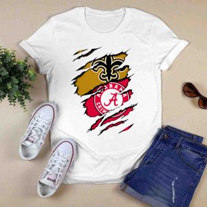 Saints Alabama Crimson Tide Fleur De Lis Claw Marks T-Shirt