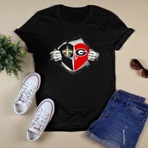 Saints Georgia Bulldogs Heartbeat Dual Allegiance T Shirt
