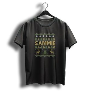 Sammie Ugly Christmas Sweater With Reindeer And Trees T Shirt
