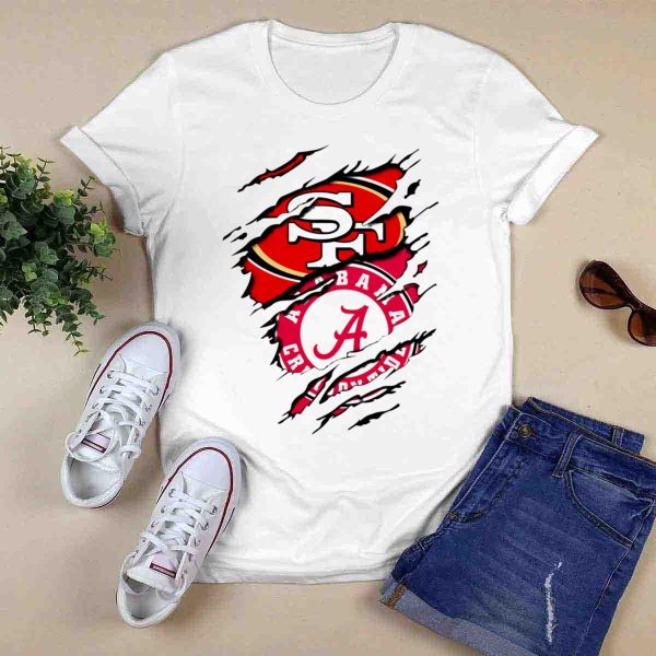 San Francisco 49ers Alabama Crimson Tide Fan Crossover T Shirt Style 1 0