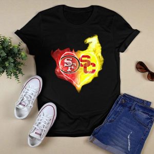 San Francisco 49Ers And Usc Trojans Heart Fusion Ttk T-Shirt