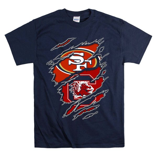 San Francisco 49ers South Carolina Gamecocks Claw Marks T Shirt 1 Navy