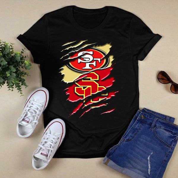 San Francisco 49ers USC Trojans Chest Rip T Shirt 1 1