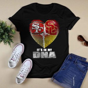 San Francisco 49Ers Usc Trojans Heart Dna Fingerprint Fan Pride T-Shirt