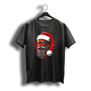 Santa African Christmas Festive Lights Beard Santa Hat T-Shirt