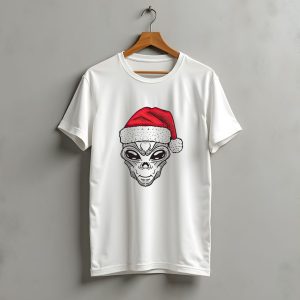 Santa Alien Christmas Hat Festive Extraterrestrial T-Shirt