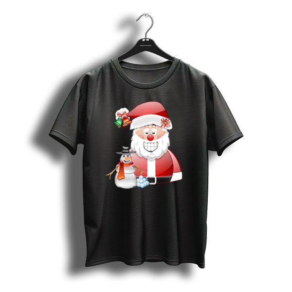 Santa And Snowman With Christmas Bells Holiday Scene T Shirt t shirt 1