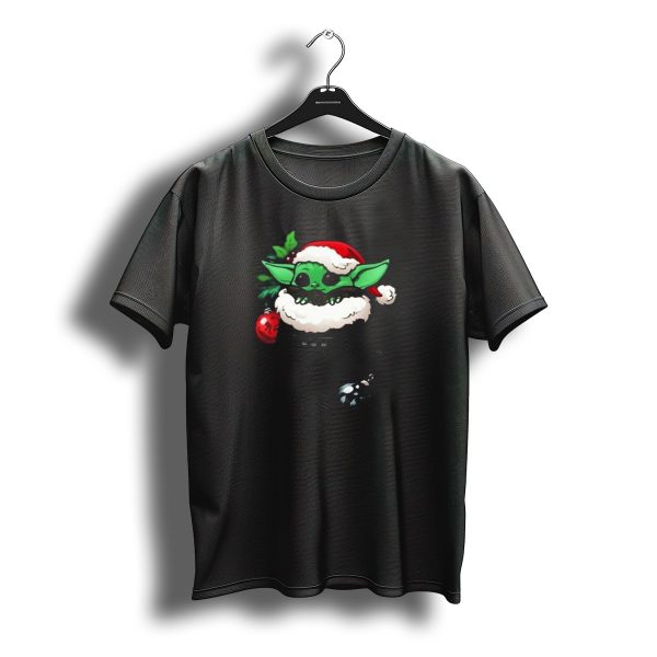 Santa Baby Yoda Christmas Stocking With Festive Ornaments And Santa Hat T Shirt t shirt 1