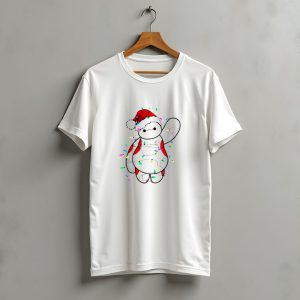 Santa Baymax Wrapped In Colorful Christmas Lights T-Shirt