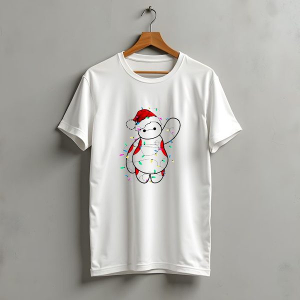 Santa Baymax Wrapped In Colorful Christmas Lights T Shirt t shirt 1