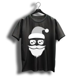 Santa Beard Hat Sunglasses Christmas Cool Sleigh Reflection T Shirt
