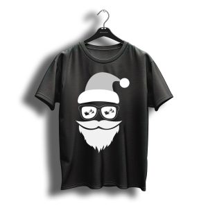 Santa Beard Hat Sunglasses Christmas Cool Sleigh Reflection T-Shirt