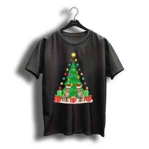 Santa Bengal Cat With Christmas Tree And Presents T-Shirt