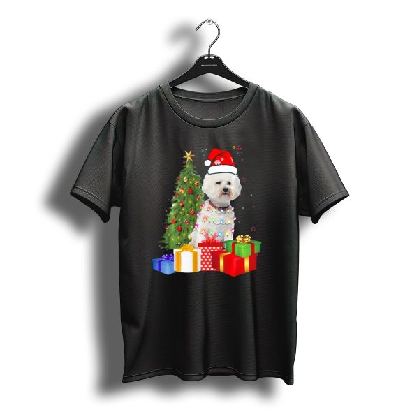 Santa Bichon Frise Christmas Tree With Presents And Lights T Shirt t shirt 1