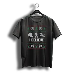 Santa Bigfoot Ufo Alien I Believe Christmas T-Shirt