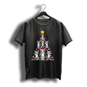 Santa Boston Terrier Christmas Tree Star Puppies T-Shirt