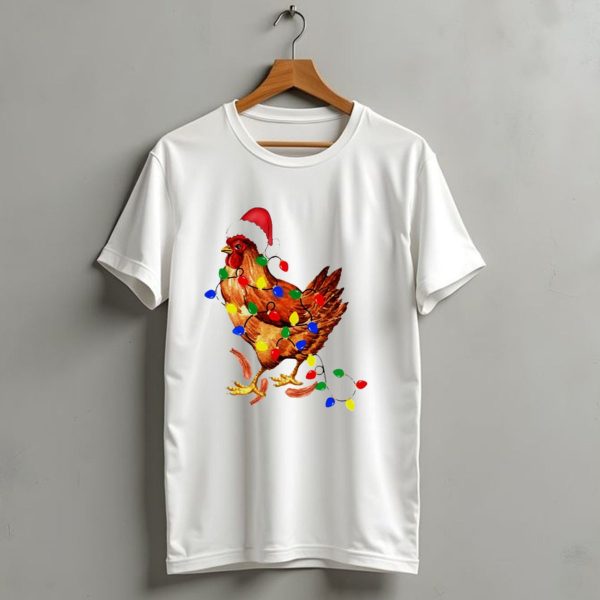 Santa Chicken With Christmas Lights T Shirt 1 t shirt 1