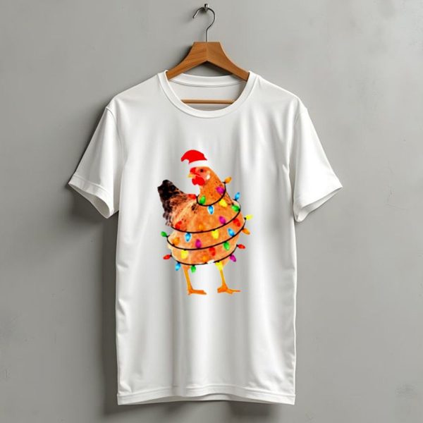 Santa Chicken Wrapped In Christmas Lights T Shirt 1 t shirt 1