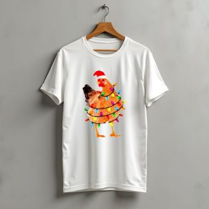 Santa Chicken Wrapped In Christmas Lights T-Shirt