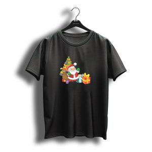 Santa Claus And Christmas Tree With Gifts T-Shirt