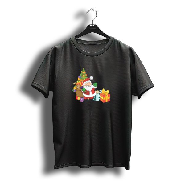 Santa Claus And Christmas Tree With Gifts T Shirt t shirt 1