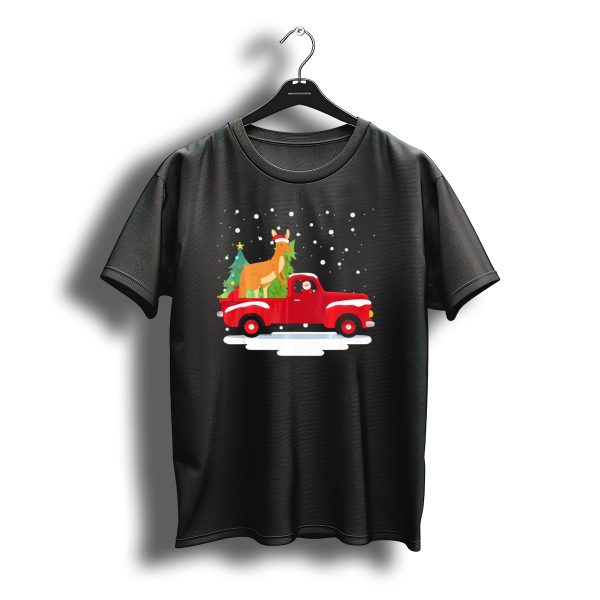 Santa Claus And Kangaroo In Red Truck With Christmas Tree T Shirt t shirt 1