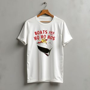 Santa Claus Boats And Ho Ho Hos Christmas Boat Party Holiday Fun T-Shirt