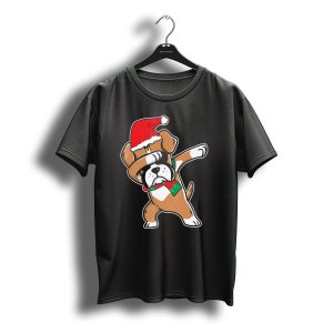 Santa Claus Boxer Dog Dabbing Dance Hip Hop Christmas T-Shirt