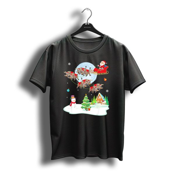 Santa Claus Buffalo Sleigh Snowman Christmas Scene T Shirt t shirt 1