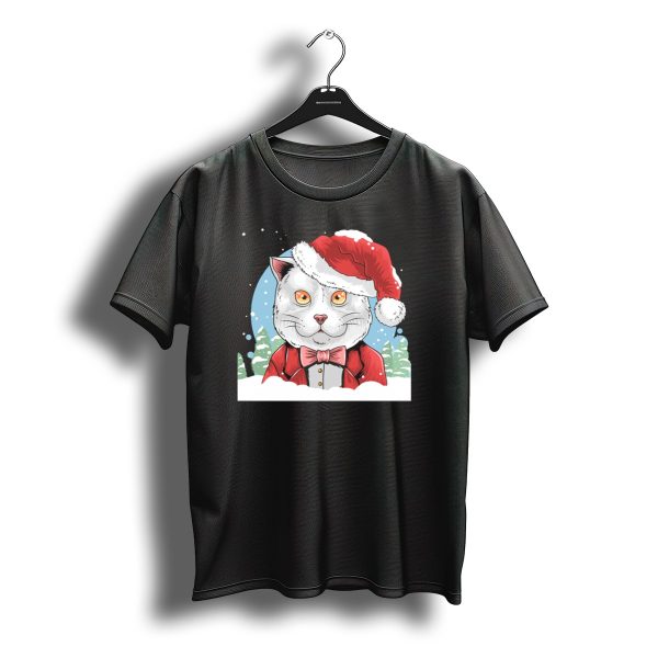 Santa Claus Cat In Winter Wonderland Christmas Scene T Shirt t shirt 1