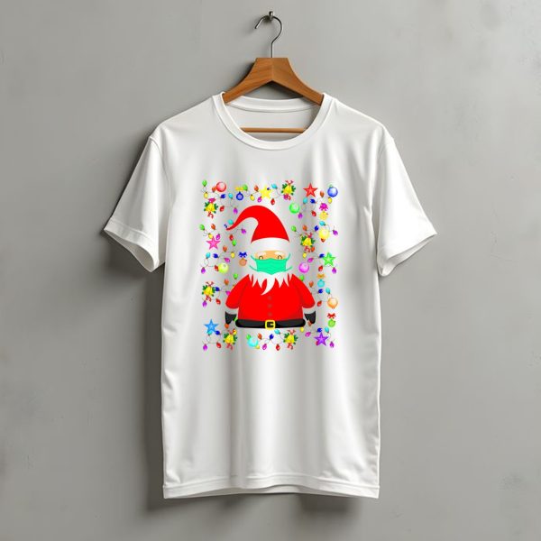 Santa Claus Christmas Mask Ornament Lights T Shirt t shirt 1