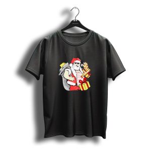 Santa Claus Cool Sunglasses Carrying Christmas Gifts T-Shirt