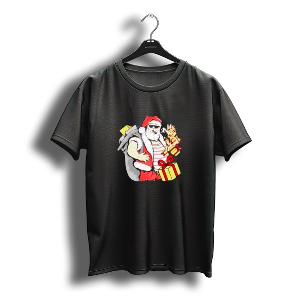Santa Claus Cool Sunglasses Carrying Christmas Gifts T Shirt t shirt 1