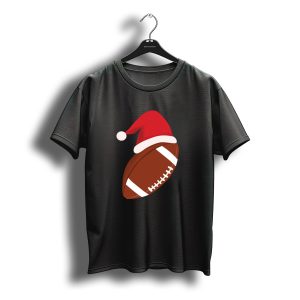 Santa Claus Hat And American Football Merry Christmas T-Shirt