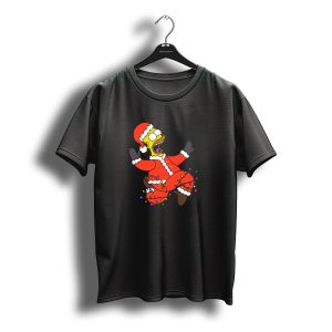 Santa Claus Homer Simpson Wrapped In Christmas Lights T-Shirt