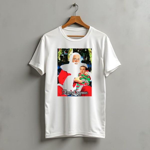 Santa Claus Nicolas Cage Merry Cagemas Christmas Scene T Shirt t shirt 1