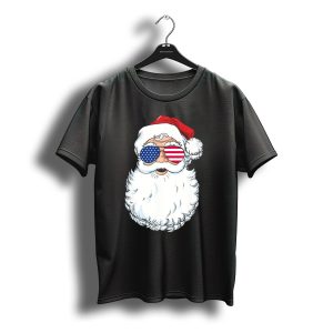 Santa Claus Patriotic Usa Sunglasses Christmas T-Shirt