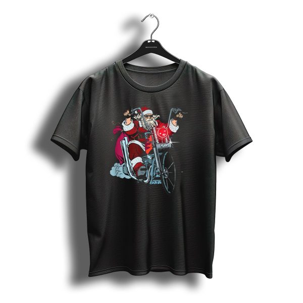 Santa Claus Riding Motorcycle With Sack G1Aly Christmas Biker T Shirt t shirt 1