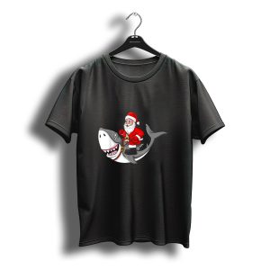Santa Claus Riding Shark Christmas Holiday Fun T-Shirt