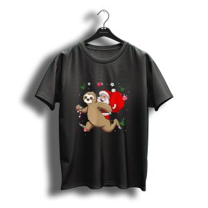 Santa Claus Riding Sloth Christmas T-Shirt