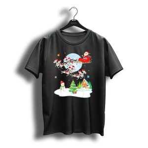 Santa Claus Sleigh With Zebras And Snowman By Christmas Tree T-Shirt