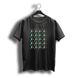 Santa Claus Snowman Christmas Tree And Stars T-Shirt