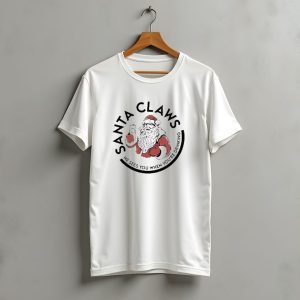 Santa Claws He Sees You When You'Re Drinking Christmas Santa Holding Drink T-Shirt