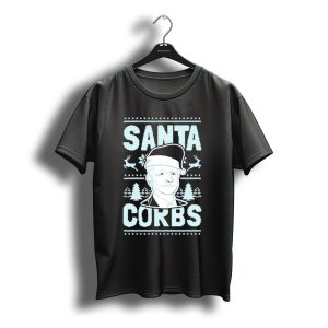 Santa Corbs Christmas Reindeer Trees And Santa Hat T-Shirt
