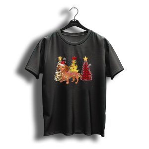 Santa Dachshund With Christmas Trees And Lights Holiday Scene T-Shirt